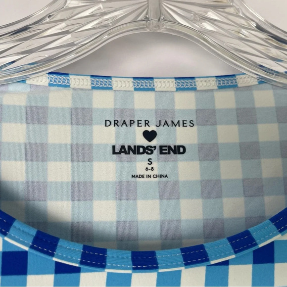Draper James x Lands' End Collab Checkerboard Bathing Suit Coverup Shirt Sz Sm - Picture 5 of 8